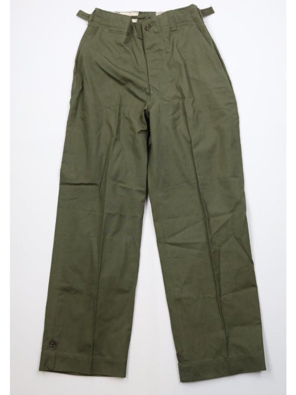 Deadstock Unissued Military Korean War Mens 30x30 OD Cotton Field Trousers Pants